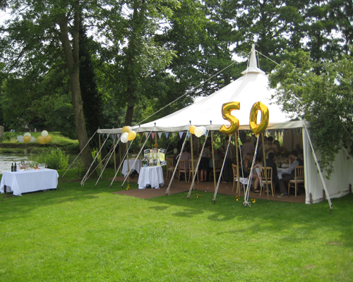 The marquee set up at The Lion Hotel, Shropshire