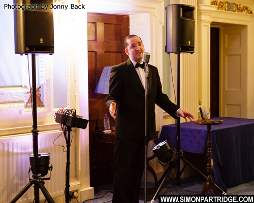 Wedding singer Simon Partridge singing at Swinfen Hall Hotel